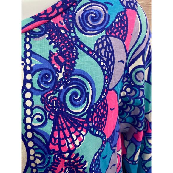 Lilly Pulitzer | Women's 3/4 Sleeve Colorful Linden Dress Sea Jewels Size Large - Picture 10 of 11